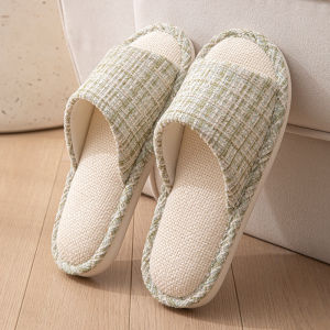 [Free Shipping] Womens Linen Slippers for Spring and Summer Silent Soft Sole Indoor Non-Slip New Japanese-Style Cotton Odor-Resistant Slippers for All Seasons