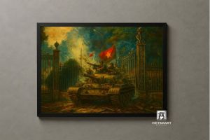 Tranh Nghệ thuật "Đánh Chiếm Dinh Độc Lập 2" VIETSMART ART - Acrylic 45 x 60cm