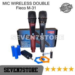 Mic Wireless Murah Isi 2 Mic Karaoke Suara Jernih Wireless Profesional Microphone mic tanpa kabel FLECO M-31  (isi 2) - Mic / Mik Tanpa Kabel Microphone Double Wireless MIC Bisa Di Cas USB Tipe C