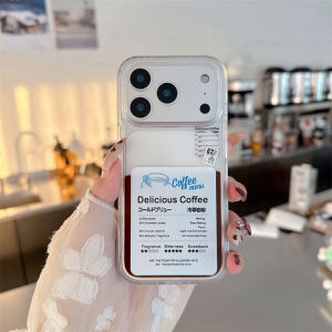 Coffee Labels Liquid Phone Case for iPhone 17 16 Pro Max Back Cover Shockproof Dynamic Watter Shell Protective Clear Hard Funda