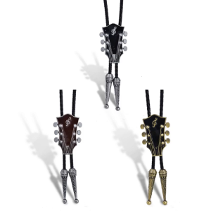 Western Bolo Tie gaitar Bolo Tie cao bồi da Cà Vạt moranse Bolo Tie gaitar âm nhạc Vòng Cổ Chuỗi Dây Xích gắn áo len Vòng cổ
