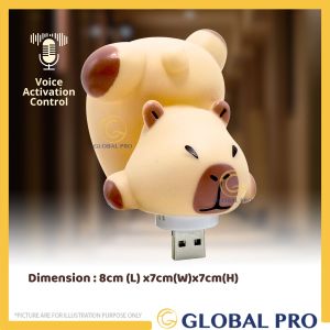 USB Light Lampu Tidur Voice Activated Night Light Cute Kawaii Lampu Tidur Bilik Decorative Lamp Dimmable Light Bear