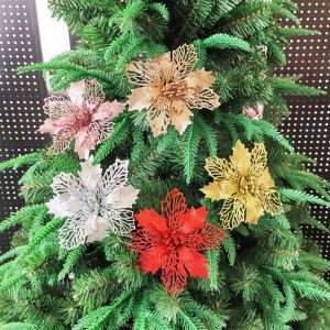 ESFDGL Multi-color ChristmasTree Ornament Hollow Romantic Xmas Tree Pendant Stylish Plastic Artificial Hollow Flowers Christmas Tree Bottom