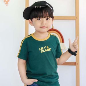 Lily And Clark Kaos Anak Laki-Laki Ternyaman Dan Modern Warna Hijau Salur Kuning KLC29