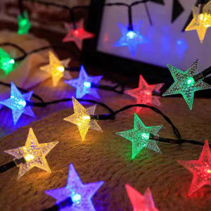 Solar String Lights Star Light Pentagram Star Pendant Warm White RGB Ambient Lighting Applicable Room Kitchen Office Outdoors Christmas Party Courtyard Camping