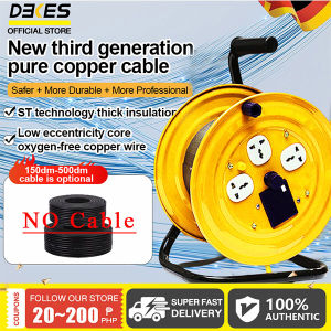 DEKES cable reel comes with either 15 meters  30 meters of cable "Portable Outdoor Construction Power Supply with Three Pure Copper Outlets Impact Drill Cutting Machine and Safety Protection Home Renovation Electrical Wires and Cables