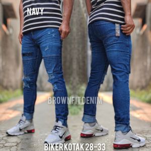 Celana Jeans Bikers Sobek Celana Biker Jeans Pria Celana Cowok Korean Style Celana Panjang Pria Dewasa