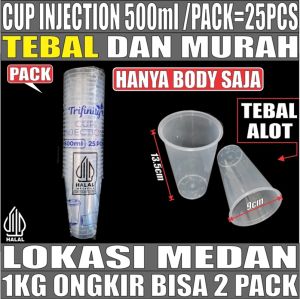 Thinwall Cup Injection Tebal 12oz 380ml / 14oz 400ml / 16oz 500ml / 24oz 700ml n Tutup Sambung Plastik Bening Pack Medan