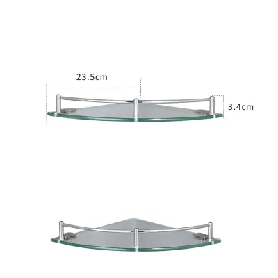 KitchenZ 1 Tier / 2 Tier / 3 Tier Wall Mounted Stainless Steel Bathroom Corner Glass Shelf-HMZ-BRGS-LY8801/2/3