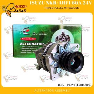 QUEENBEE Isuzu 4HF1/4HE1/4HG1/NKR Alternator Assembly 60A 24v RD-3p Triple Pulley with Vacuum 8-97019-2331 KHYBRID