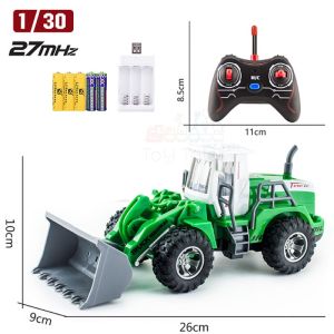 1:30 RC Bulldozer / Excavator Truck Long Range w/ Rechargeable Batteries 27mhz LED Lights Remote Control Toy Car Lorry