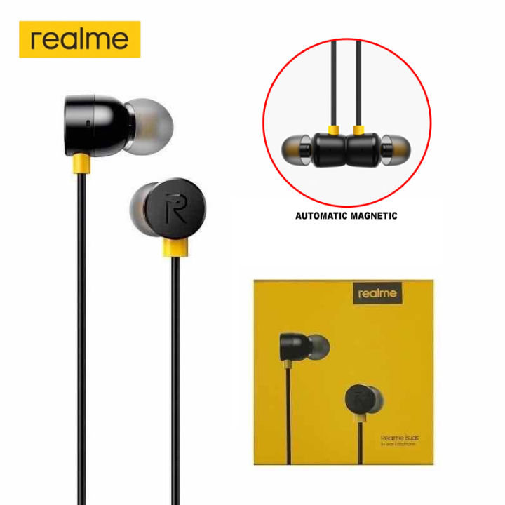 Realme RMA101 Buds Wired Magnetic Earphone Bass Subwoofer Stereo  Headset In-ear Earbud Universal Headphones