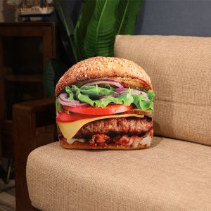 JOJO CASTLE Real Life Hot Dog Bread Pizza Hamburger Pancakes Pillows Food Plush Toys Simulated Snack Decoration Backrest Cushion