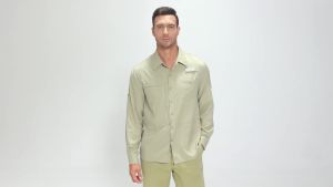 Mens Long Sleeve Fishing Shirts UPF 50+ Sun Protection Breathable Lightweight Travel Work Button Down Shirt with Zipper Pocket2026