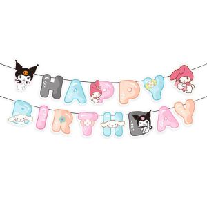 Dây treo Happy Birthday dạ nỉ bền đẹp hoạ tiết cầu vồng mây trang trí sinh nhật party thôi nôi bé trai bé gái phong cách hàng quốc nhiều mẫu