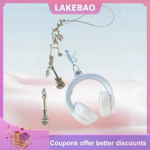 【LAKEBAO】 Ins phong cách âm nhạc tai nghe hình dạng Keychain điện thoại di động chuỗi quyến rũ Mặt dây chuyền Keyring trang sức cho cô gái phụ nữ Quà Tặng túi trang trí