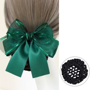 WAYNEG Cloth Korean Bun Snood Women Spring Clips Bow Bowknot Hair Bun Vintage Korean Style Hairgrips Cover Net For Girls
