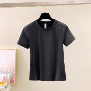 Workout Clothes Women Set Fake Two Pieces Yoga Shorts Mesh Shirt Quick-Drying Running Fitness Pants