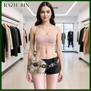 RAZIE BIN PUNK เข็มขัดขนสัตว์ PU สไตล์วินเทจ เข็มขัด Y2K ขนสัตว์เทียมแถบคาดเอวโลหะผ้ากำมะหยี่ขนยาวกางเกงยีนส์เข็มขัดรัดเอว