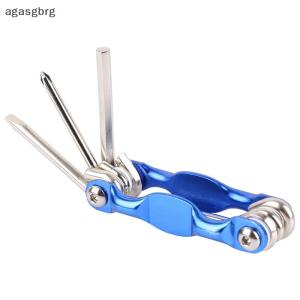 agasgbrg เครื่องมือซ่อมจักรยานประแจหกเหลี่ยม4มม. 5มม. 6-in-1ประแจพับอเนกประสงค์อุปกรณ์ซ่อมรถจักรยานยนต์