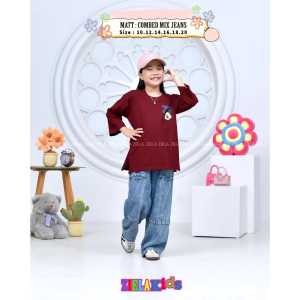 Baju setelan Mickey celana jeans gombrong skena anak perempuan ZIELAKIDS / Setelan baju fashion anak perempuan usia 7 tahun sampai 14 tahun terbaru