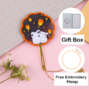 DIY Embroidery Vintage Dance Fan Making Kits DIY Fan Craft Kit Traditional Art Educational Toy DIY Embroidered Fan Kit Traditional Hand Held Vintage Dance Fan For Parties Weddings
