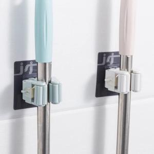 LHS Wall Mounted Mop Holder Bathroom Magic Wall Sticker Kitchen Hanger Mop Rack