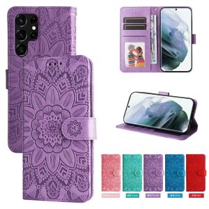 Ốp lưng lật thời trang cho Samsung Galaxy S26 S25 S24 S23 S22 S21 Plus / S26 S25 S24 S23 S22 S21 Ultra / S23 S20 S24 S25 FE vỏ điện thoại khe cắm thẻ ví da từ tính Hoa Nắng