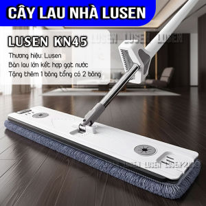 Cây lau nhà tự vắt Lusen-KN45 chổi lau xoay 360 độ thông minh bàn lau lớn 45x11cm con lăn trợ lực vắt khô nước