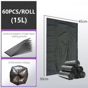 200pcs High-Density Polyethylene Black/Blue/Yellow/Grey Disposable Garbage Bags with Handles | Durable Bin Liners for Home Kitchen