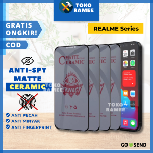 Tempered Temper Glass / Glas Privacy Anti Gores Matte / Anti Spy Anti Pecah Anti Minyak Ceramic Pelindung Privasi / Anti Intip Ingintip Full Realme C30 C31 C35 C2 C17 C11 C12 C15 C20 C21 C25 C21Y C25Y C11 2021 C3 6 7 7i 8 8i 3 10 9 Pro Narzo 50 A 5G Prime