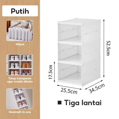Rak Sepatu Lipat Rak Sepatu Susun Tertutup Lemari Sepatu Kotak Sepatu Transparan Tempat Sepatu Aesthetic Plastic Box Sepatu Anti Debu