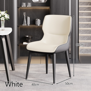 LALA Dining Chair Backrest Household Wrought Iron Chair Leather Waterproof Soft Decoration Hotel Negotiation Chair kerusi makan Kulit tahan air 餐椅家用
