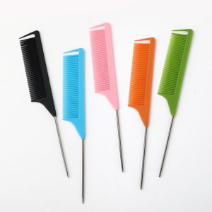 MUSASI Anti-static Pointed Tail Hair Styling Comb Barber Accessories Fine Tooth Steel Tip Tail Comb Quality Steel Pin Tip Brush Professional Hair Comb Barber
