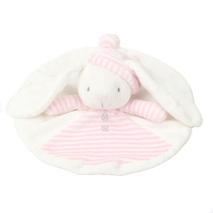 Baby Rabbit Security Blanket Pink and White Soft Stuffed Animal Bunny Bear Plush Security Blankie Soothing Toys for Baby