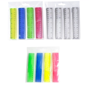 4Pcs Clear Ruler Plastic Shatterproof Ruler Set Straight Ruler Geometric Ruler School Office Ruler for Student Teacher