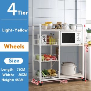 4/5 Layer Kitchen Rack with wheels Microwave Oven Shelf Multi-function Kitchen Storage Basket Shelf Storage Rack Landing Rak
