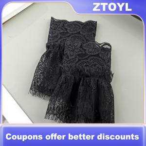 【ZTOYL】 Women Arm Sleeves With Short Tassels White And Black Pleated Cuff Beautiful Lace Accessories Outdoor Embellishments