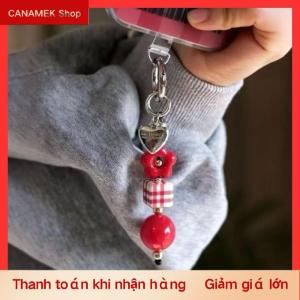 CS Dễ thương phim hoạt hình hoa điện thoại Mặt dây chuyền Keychain cho phụ nữ Y2K đầy màu sắc đính cườm trang trí túi quyến rũ phụ kiện thời trang đồ trang sức quà tặng