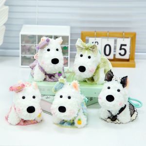 HOUMENG ยัดไส้ จี้กระเป๋า West Highland สัตว์การ์ตูน ป้องกันการสูญหาย จี้ตุ๊กตาแขวน น่ารักมากๆ น่ารักน่ารักๆ พวงกุญแจตุ๊กตาลูกสุนัข อุปกรณ์เสริมกุญแจ