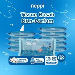 (10 Pcs x 50 Lembar) Neppi Baby Tisu / Tissue Basah Wipes Non Parfum
