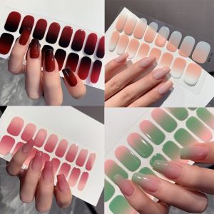 2 Sheet Semi-cured Gel Nail Sticker Gradient Color Double Color Nail Strip DIY Regular Stickers