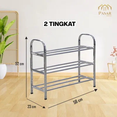 Rak Sepatu Stainless Portabel 3-5 Susun Serbaguna