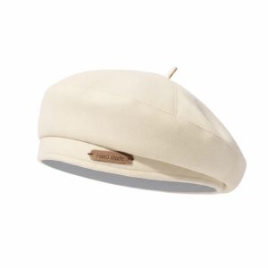 DGFDF Soft Woolen Beret Solid Color Warm Winter Beanie Sunshade Bonnet Thick French Hat Autumn Winter