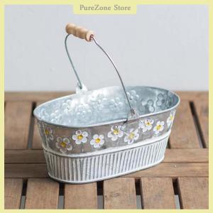 [PureZone] Vintage Iron Flower Pot Desktop Flower Vase Plant Flowerpot Balcony Plant Bucket