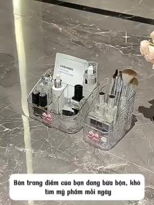 Kệ Đựng Mỹ Phẩm Họa Tiết Sóng Nước Trong Suốt Kệ Decor Bàn Trang Điểm Kệ Để Mỹ Phẩm Đa Năng