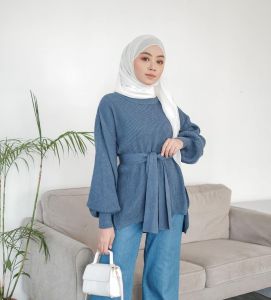 Sean Blouse Rajut Premium Wanita: Outer Blus Jumbo Turtleneck Oversize Kekinian Terbaru 2021