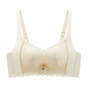 👙Small Chest Gathered Pure Desire Lace Underwear Womens Summer Thin Breathable Soft Steel Ring Top Support Anti-Sagging French Bra Set法式蕾丝内衣