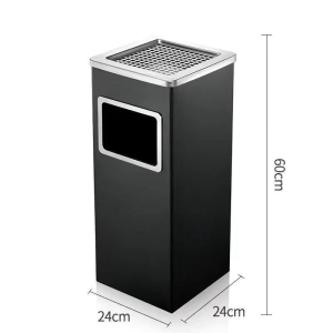 Outdoor trash can stainless steel hotel trash can with ashtray and inner bucket [local delivery]