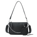 IELGY Chain Black Women's bag One shoulder Broadband All-match Retro Zipper Crossbody. 